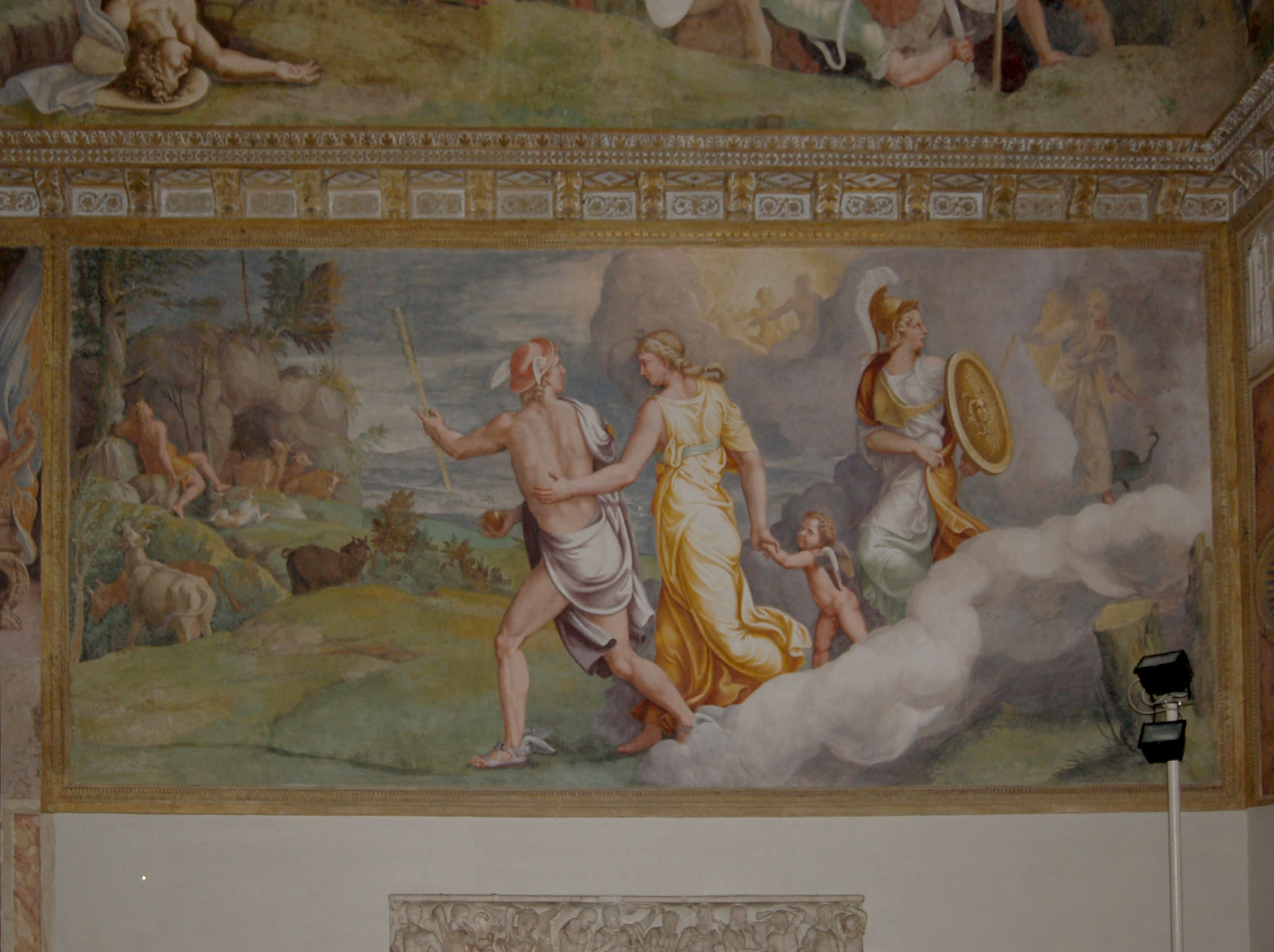 Giudizio di Paride (dipinto murale) di Giulio Romano, Scaletti Luca detto Figurino (attribuito) (secondo quarto sec. XVI)