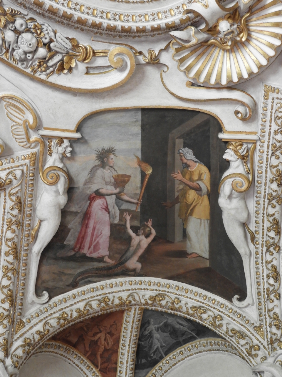 Cerere derisa da Ascalabo (dipinto murale) di Malpizzi Bernardino (attribuito) (primo quarto sec. XVII)