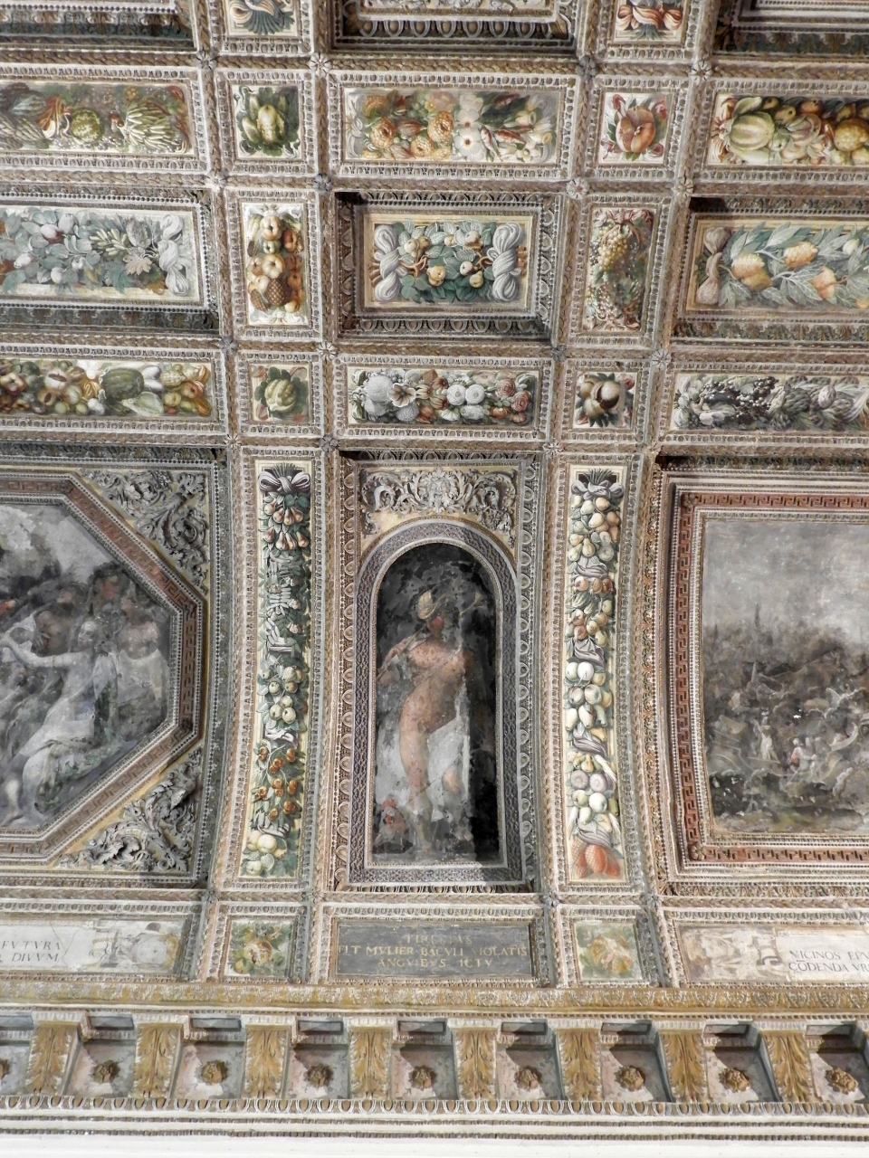 Mercurio (dipinto murale) di Bertani Giovanni Battista (attribuito), Costa Lorenzo il Giovane (attribuito) (terzo quarto sec. XVI)