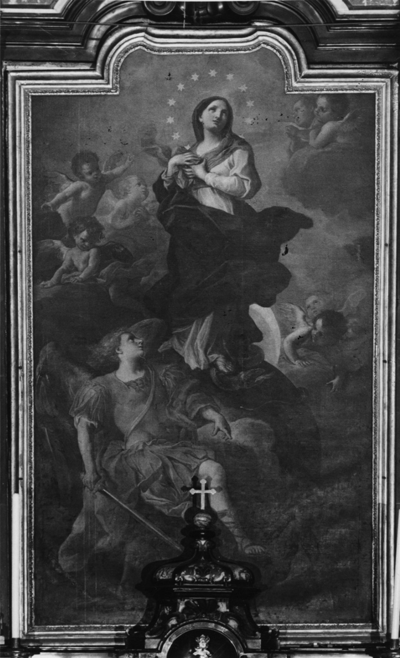 Madonna Immacolata, San Michele arcangelo e angeli (pala d'altare, opera isolata) di Seyter Daniel (inizio sec. XVIII)