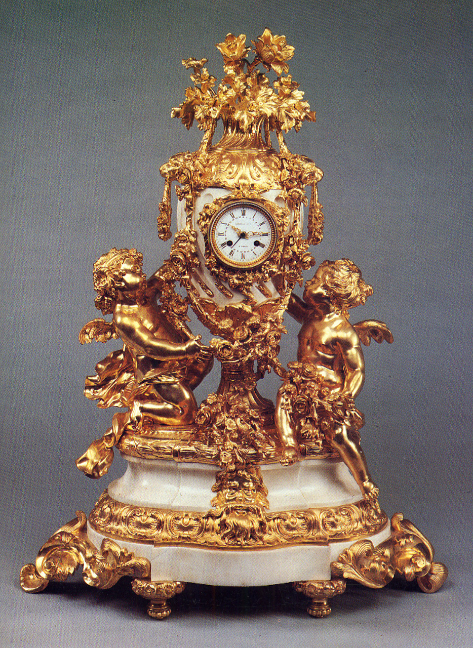 angioletti con ghirlande (orologio - da mensola, opera isolata) di Hemon Claude, Frères Lerolle (metà, metà sec. XIX, sec. XIX)