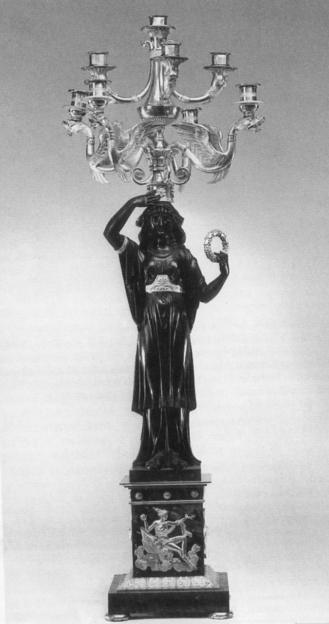 figura femminile con corona di fiori (candeliere, coppia) di Ravrio Antoine-André, Lepaute Jean Joseph (primo quarto sec. XIX)