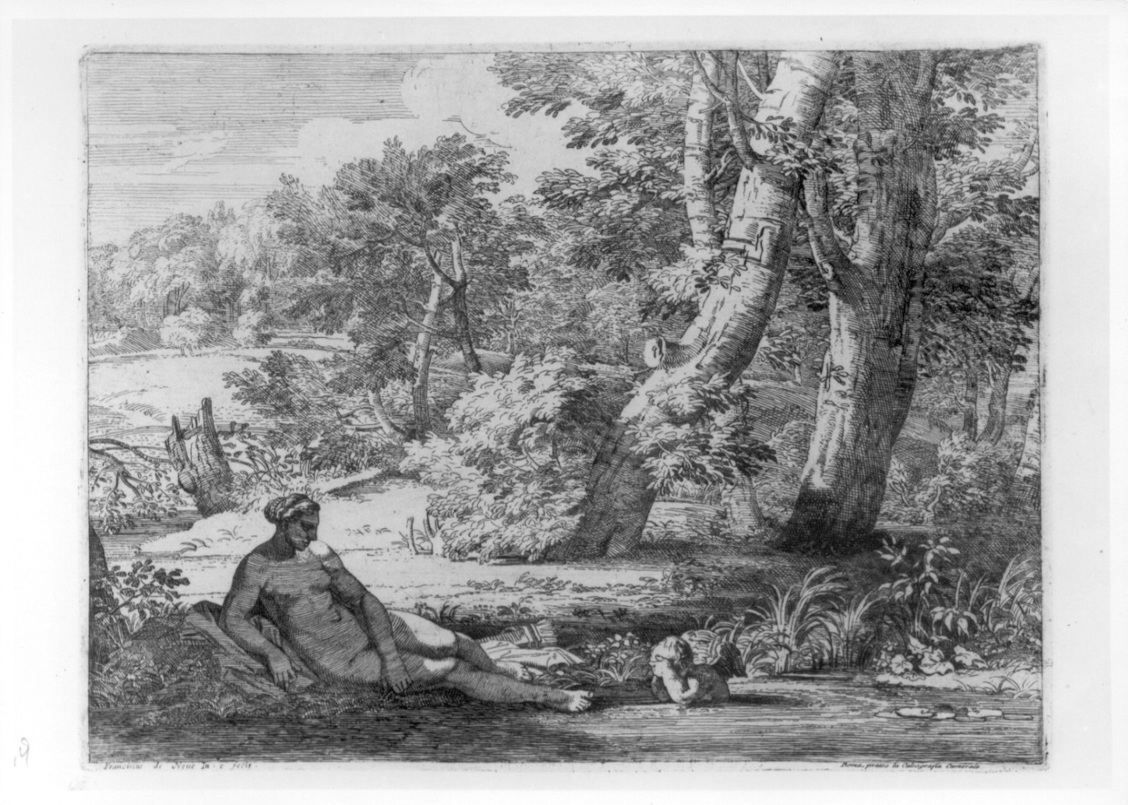 L'amour au bain, Scena mitologica (stampa) di De Neue Francisco (sec. XVII)