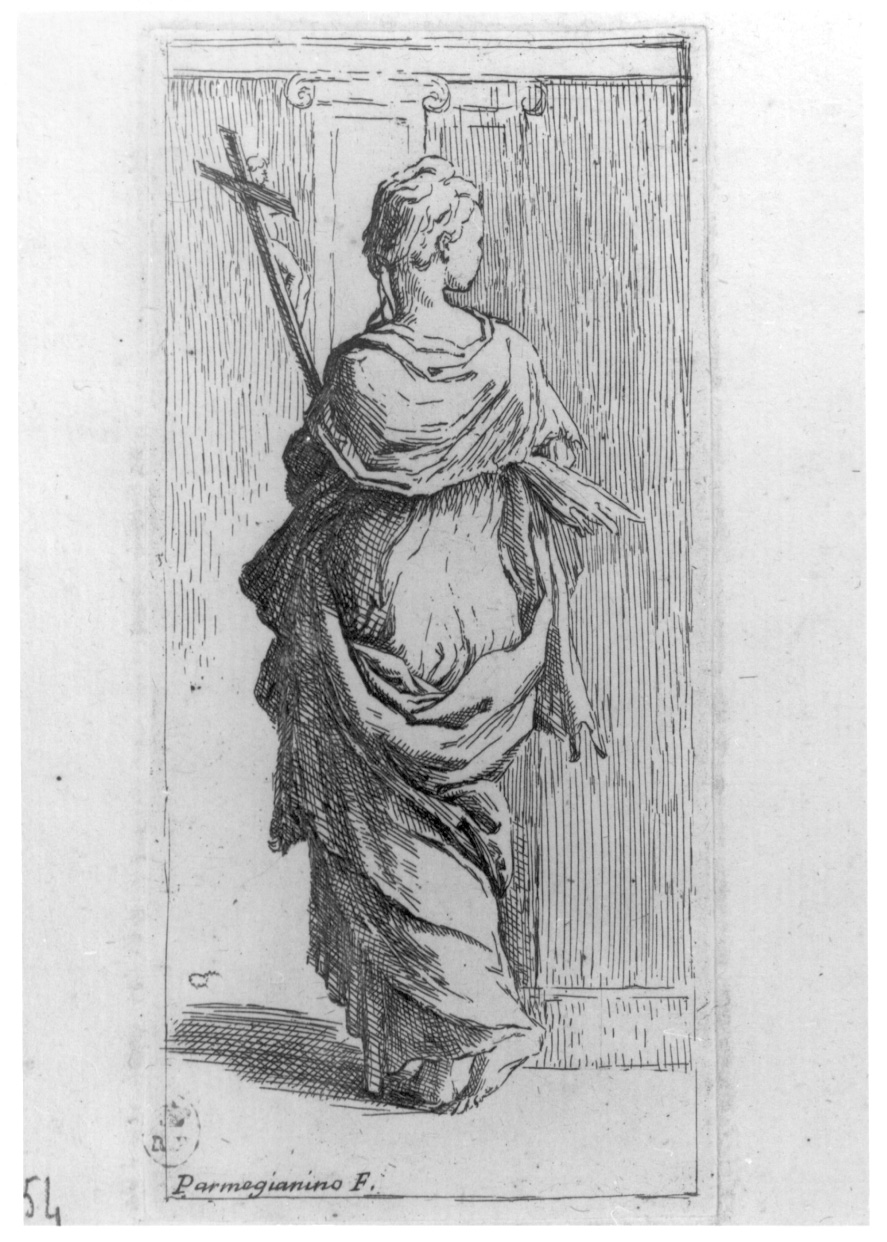 figura femminile (stampa) di Mazzola Francesco detto Parmigianino (sec. XVI)