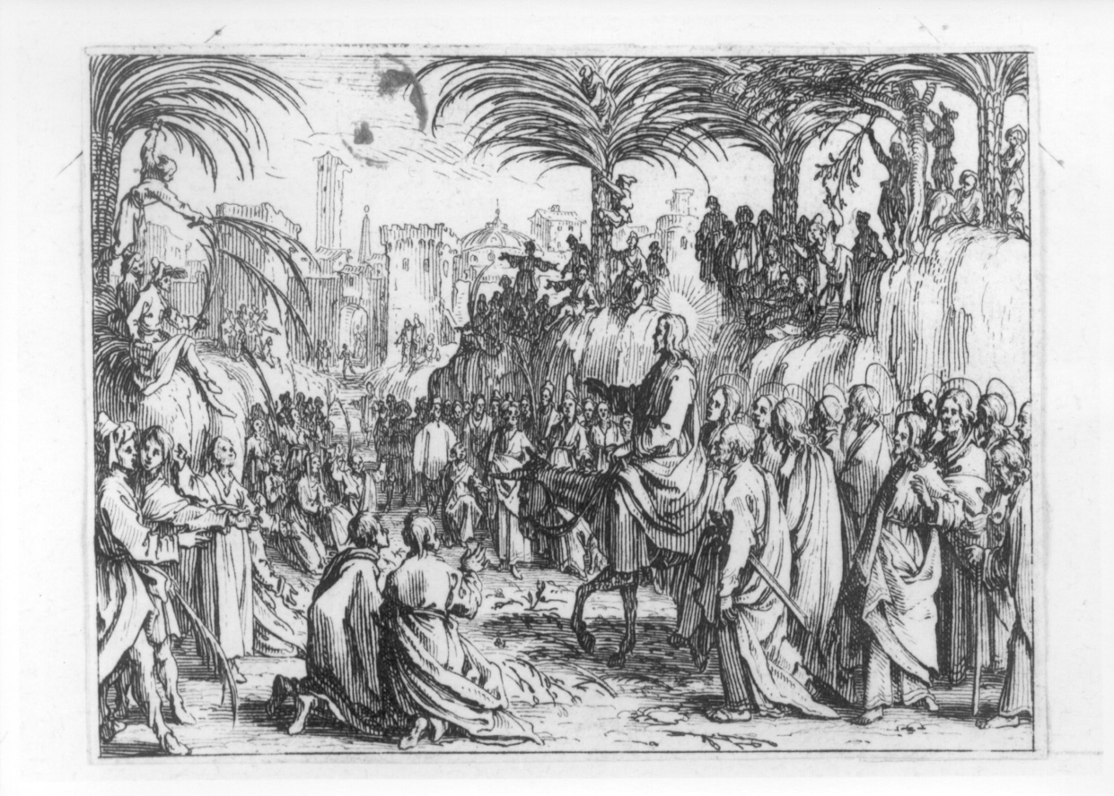 entrata di Cristo in Gerusalemme (stampa smarginata, serie) di Callot Jacques (secondo quarto sec. XVII)