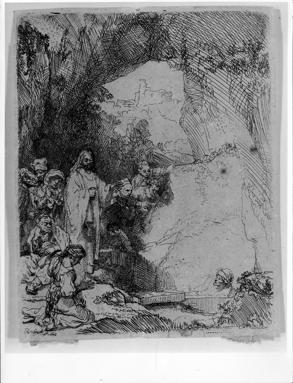 Risurrezione di Lazzaro, resurrezione di Lazzaro (stampa) di Van Rijn Rembrandt Harmenszoon (metà sec. XVII)