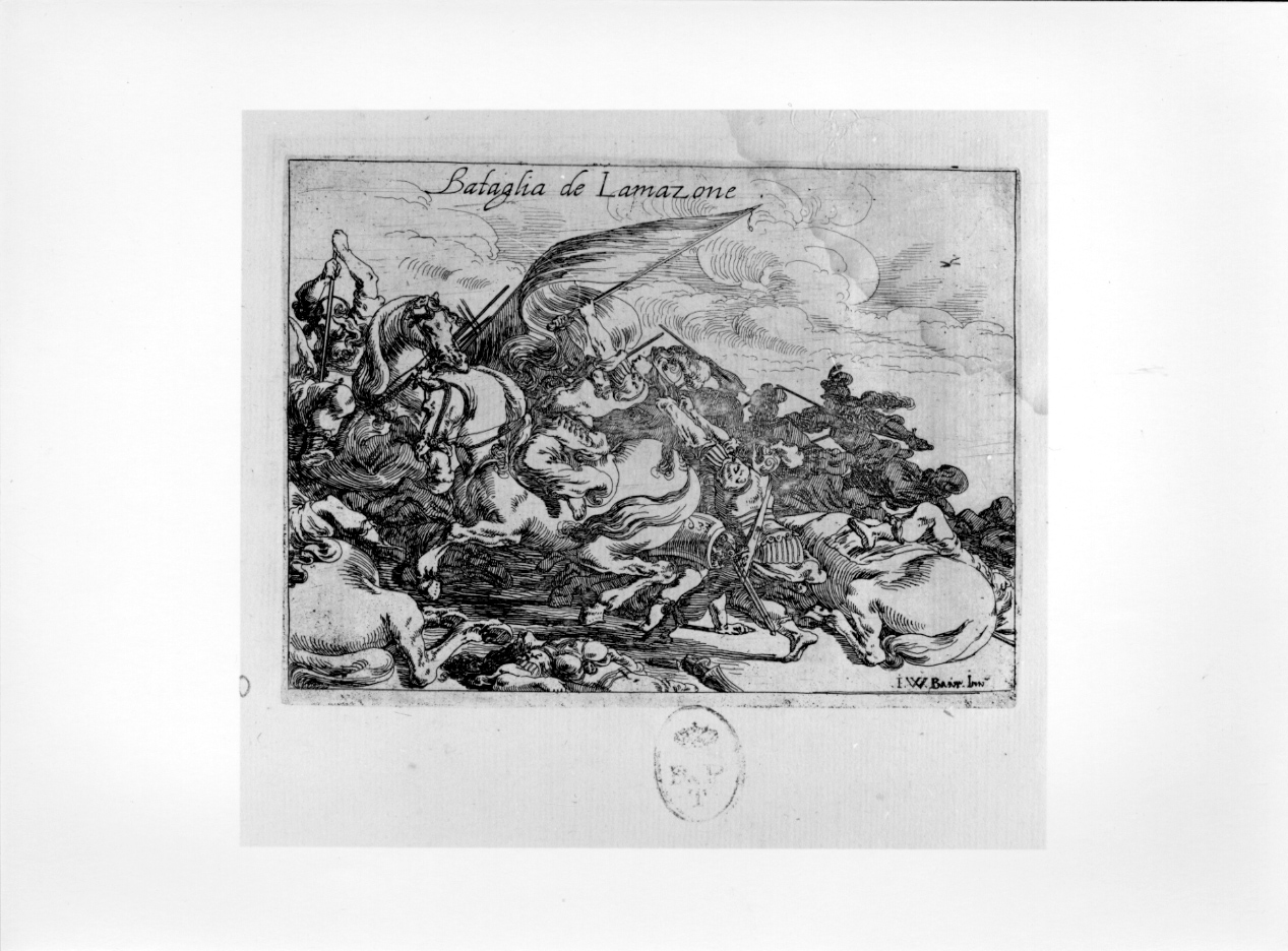 Battaglia de l'Amazone, battaglia (stampa) di Baur Johann Wilhelm (secondo quarto sec. XVII)