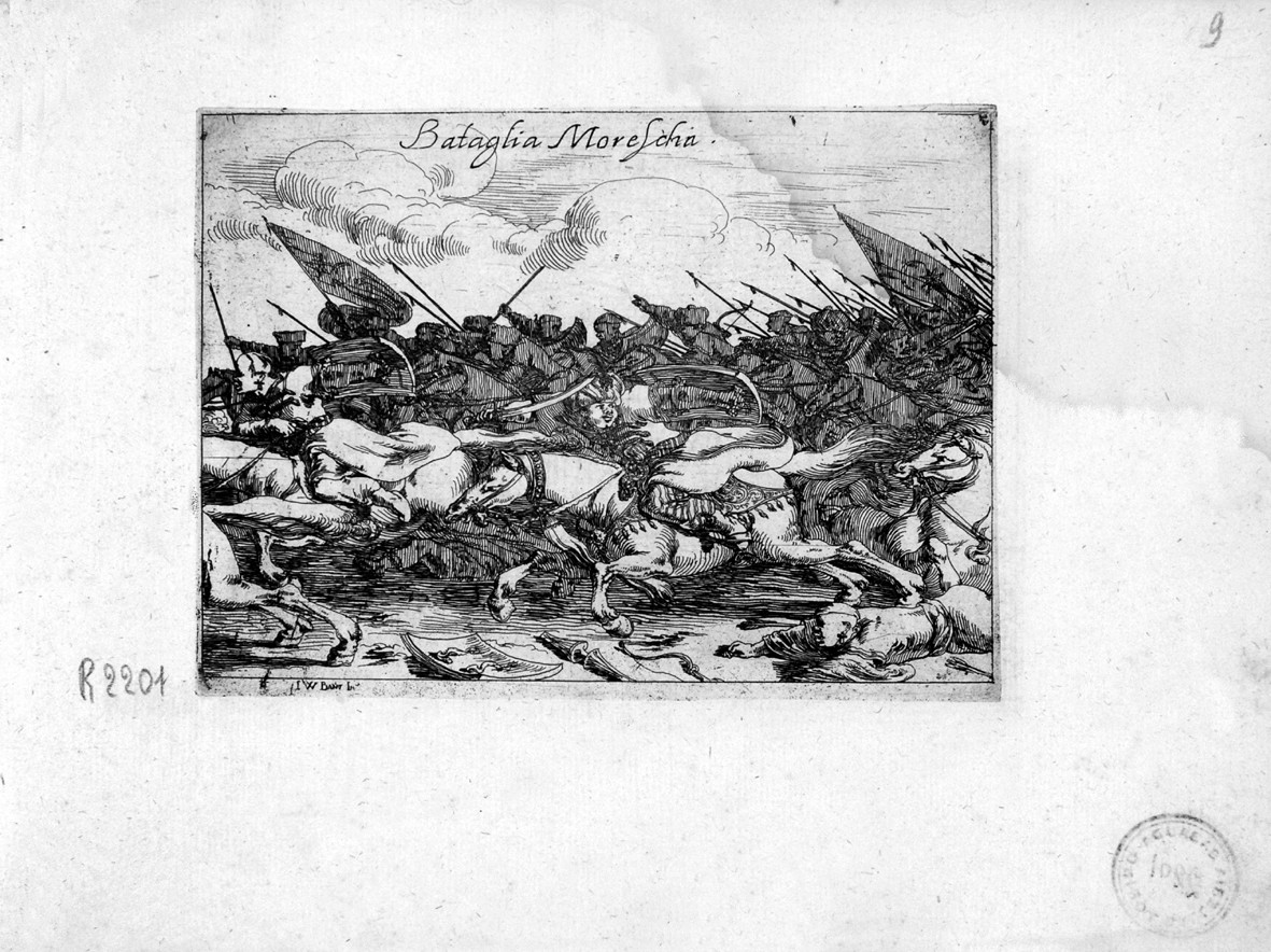 Battaglia Moresca, battaglia (stampa) di Baur Johann Wilhelm (secondo quarto sec. XVII)
