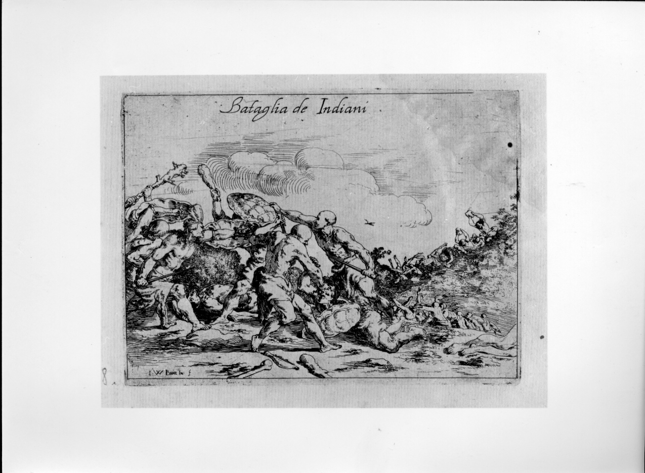Battaglia de Indiani, battaglia (stampa) di Baur Johann Wilhelm (secondo quarto sec. XVII)