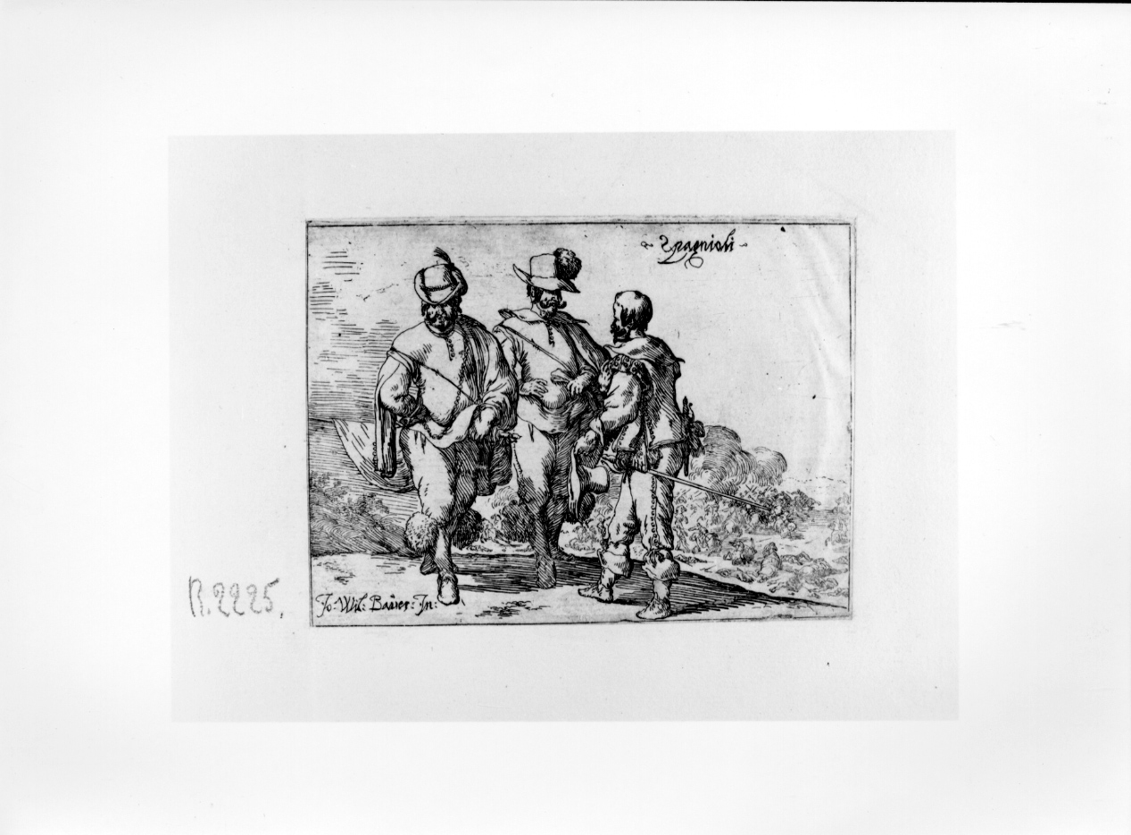Spagnoli, figure maschili (stampa) di Baur Johann Wilhelm (secondo quarto sec. XVII)