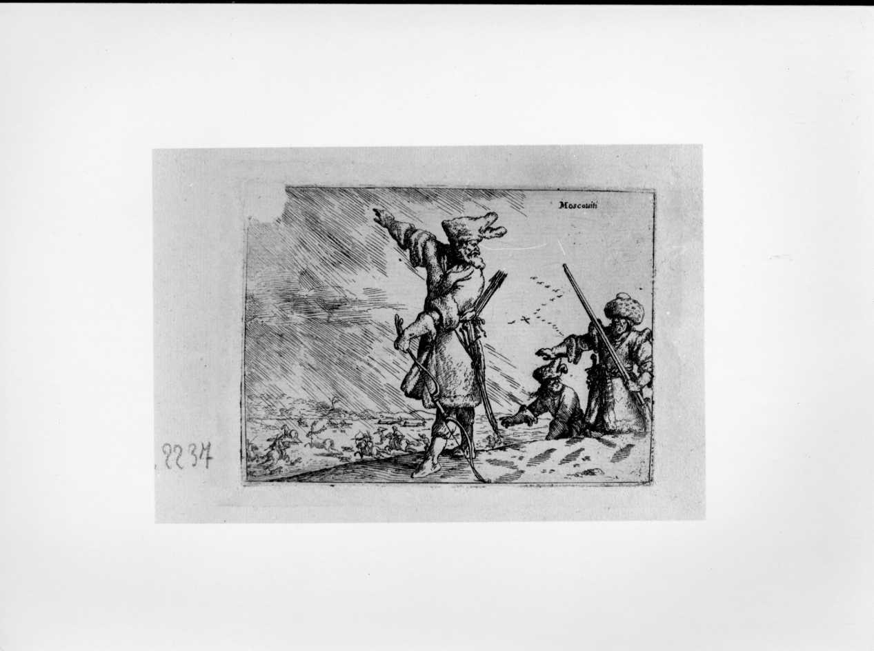 Moscoviti, figure maschili (stampa) di Baur Johann Wilhelm (secondo quarto sec. XVII)