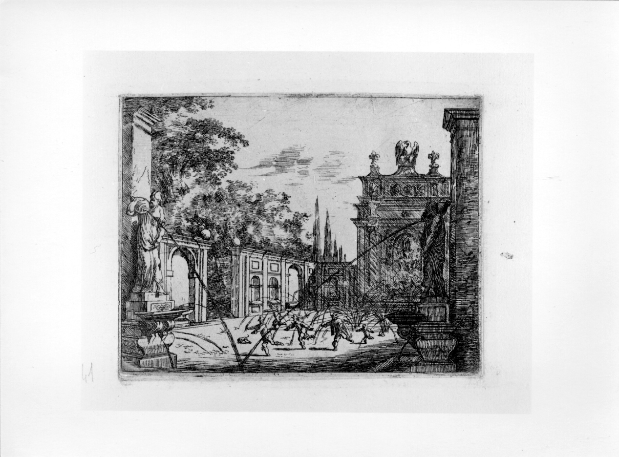 Fontane, giardino (stampa) di Baur Johann Wilhelm (secondo quarto sec. XVII)
