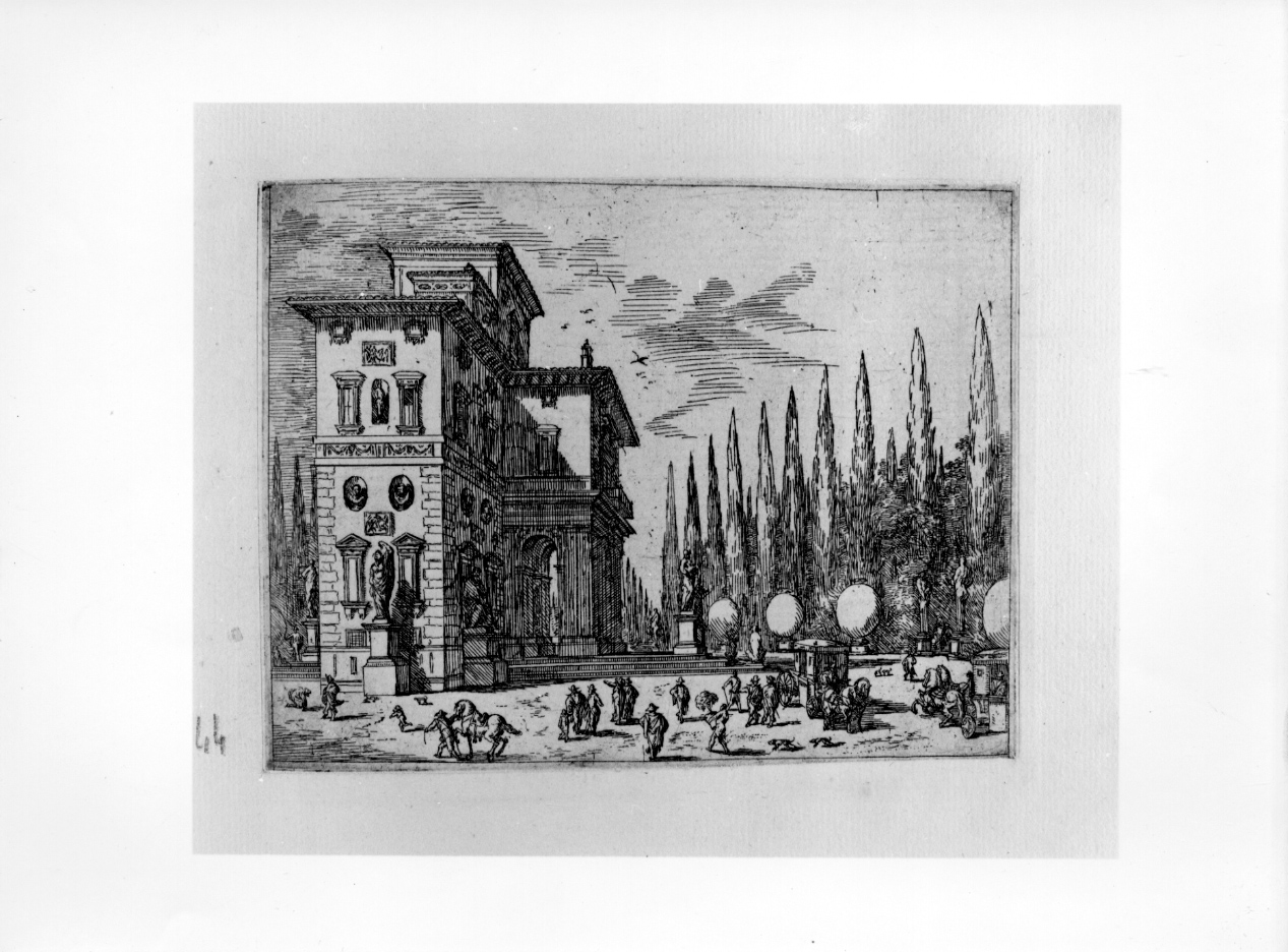 Castello, giardino (stampa) di Baur Johann Wilhelm (secondo quarto sec. XVII)