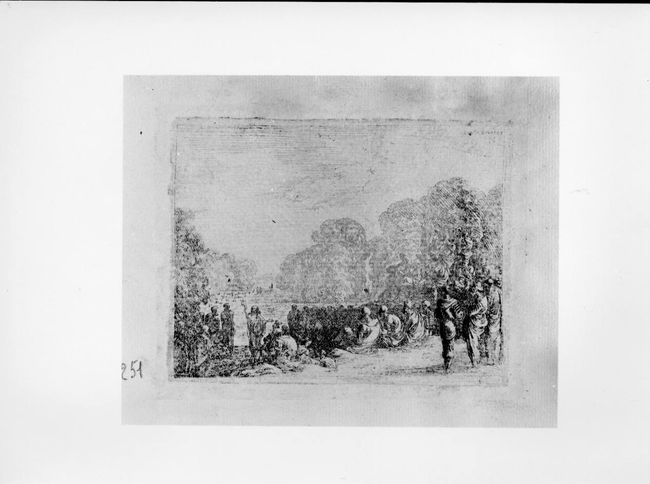 S. Giovanni predica nel deserto, San Giovanni Battista predica nel deserto (stampa) di Baur Johann Wilhelm (secondo quarto sec. XVII)