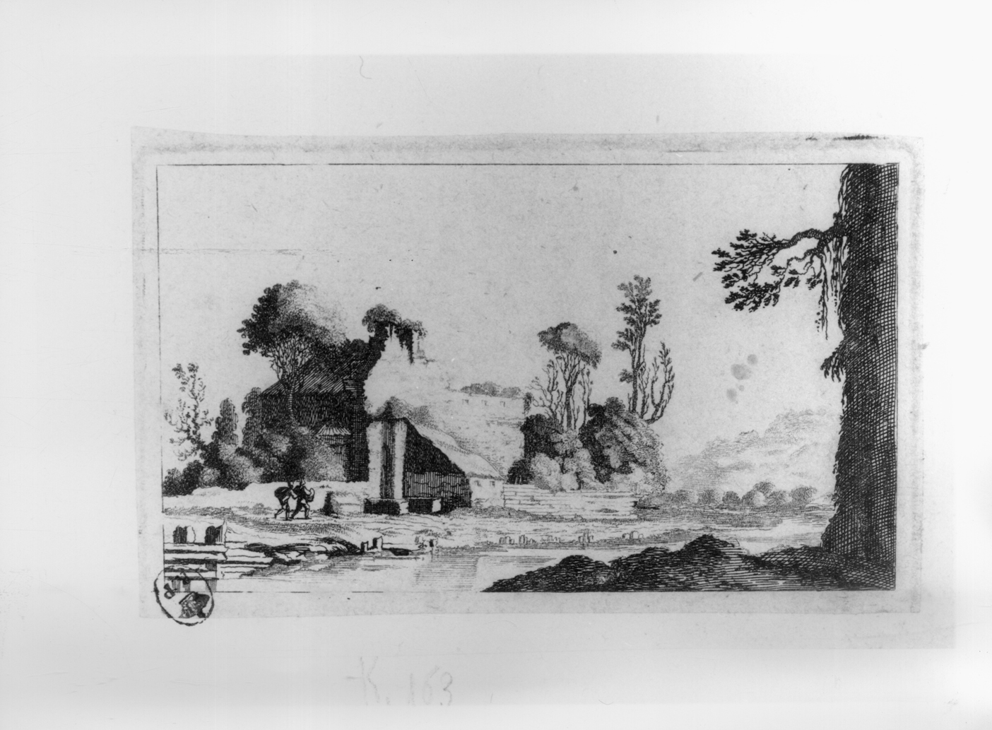 Paesaggio, paesaggio (stampa smarginata) di Visscher I Claes Claesz - ambito olandese (terzo quarto sec. XVII)