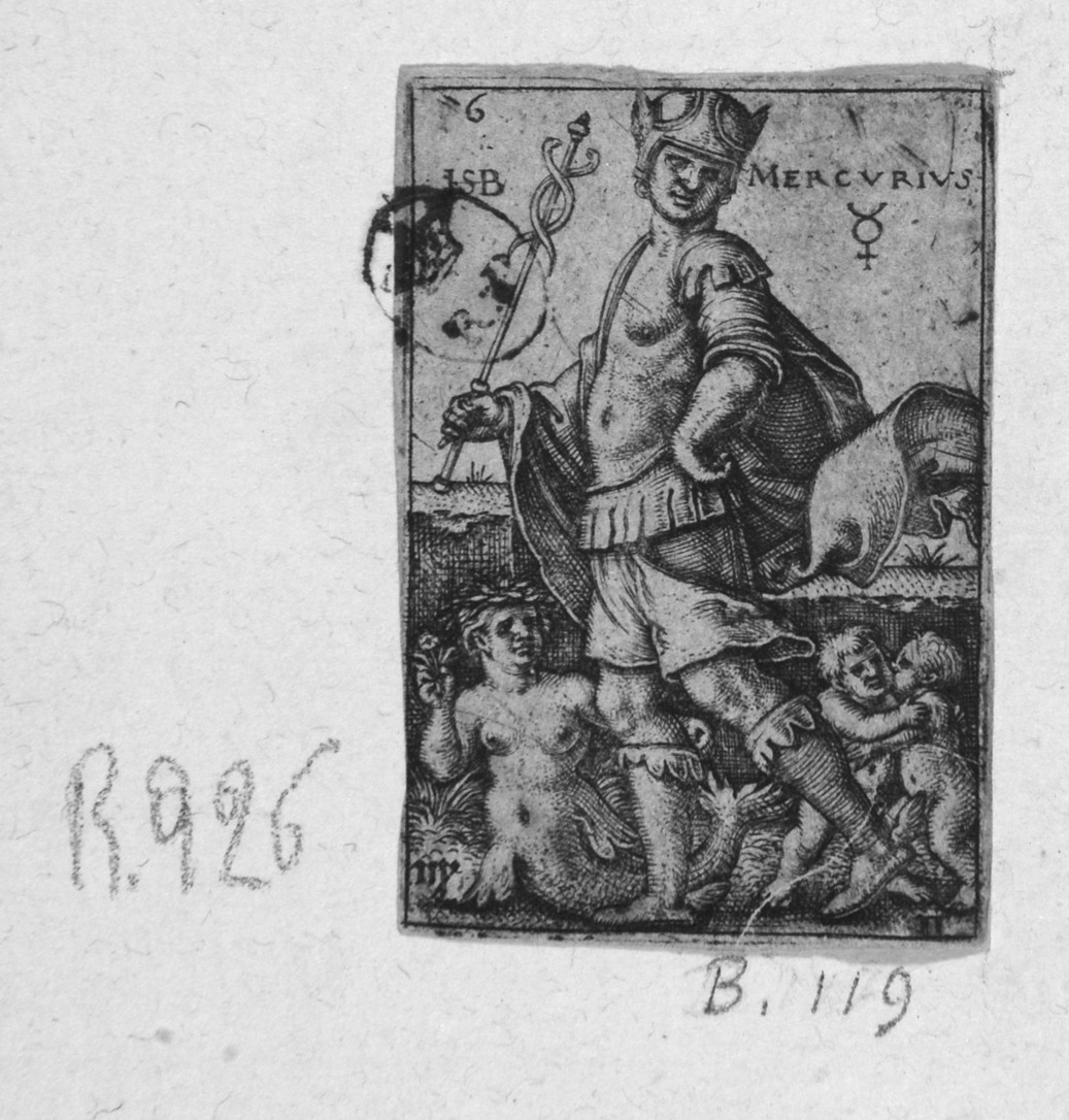 Mercurio, allegoria di Mercurio (stampa smarginata) di Beham Hans Sebald - ambito tedesco (prima metà sec. XVI)