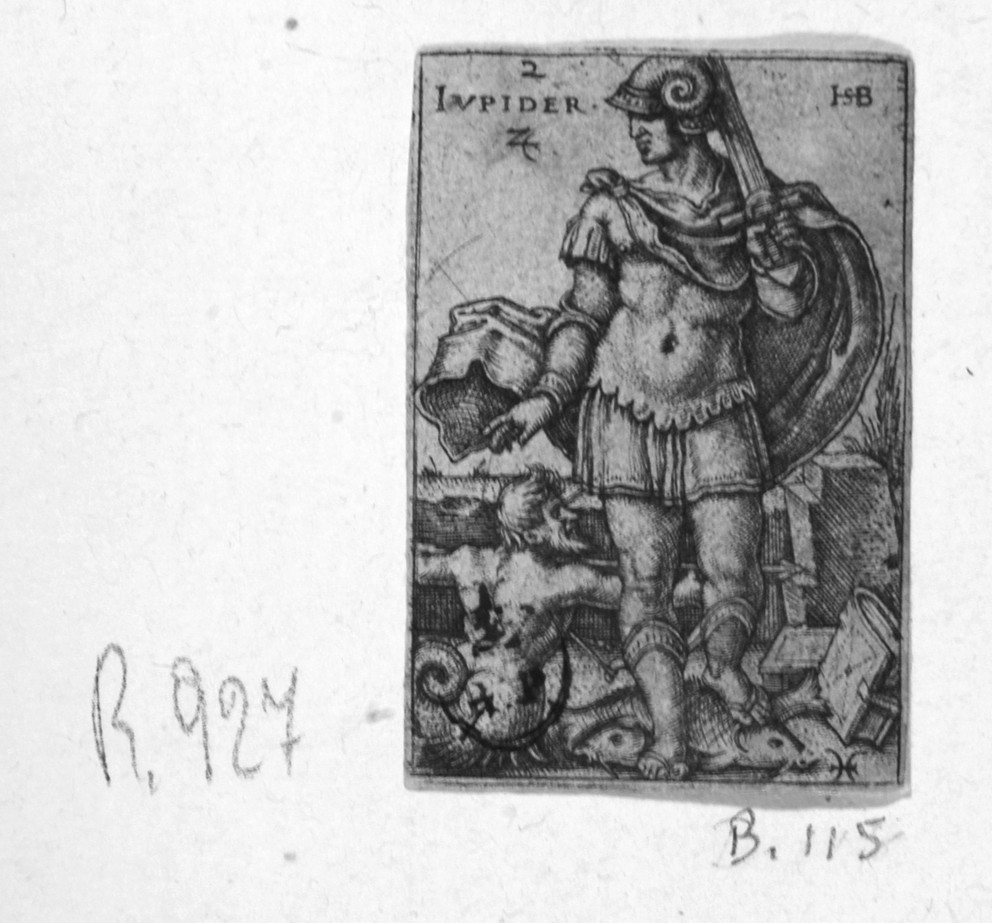 Giove, allegoria di Giove (stampa smarginata) di Beham Hans Sebald - ambito tedesco (prima metà sec. XVI)