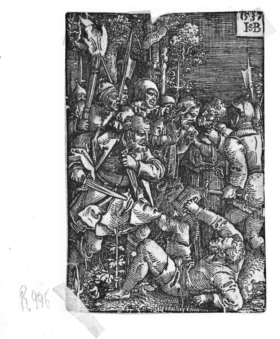 La cattura di Cristo, cattura di Cristo (stampa smarginata) di Beham Hans Sebald - ambito tedesco (prima metà sec. XVI)