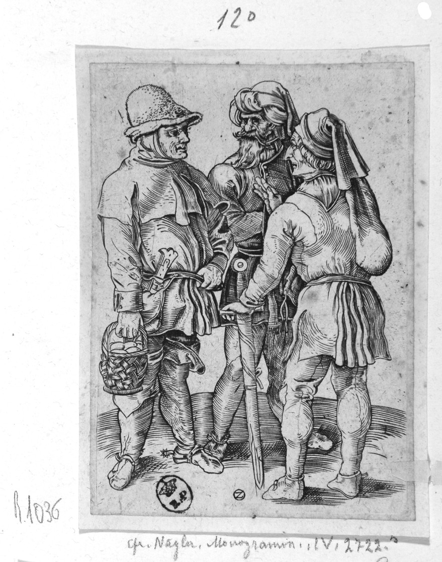 Contadini, contadini (stampa smarginata) di Durer Albrecht, Monogrammista Z - ambito tedesco (prima metà sec. XVI)