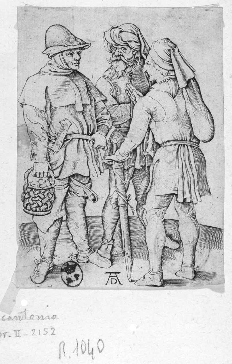 Contadini, contadini (stampa smarginata) di Durer Albrecht - ambito tedesco (fine sec. XV)