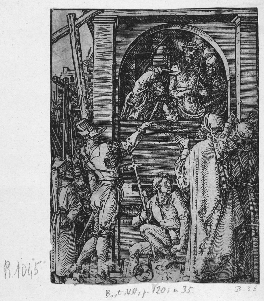 Ecce homo, Pilato mostra Cristo al popolo (stampa smarginata) di Durer Albrecht - ambito tedesco (prima metà sec. XVI)
