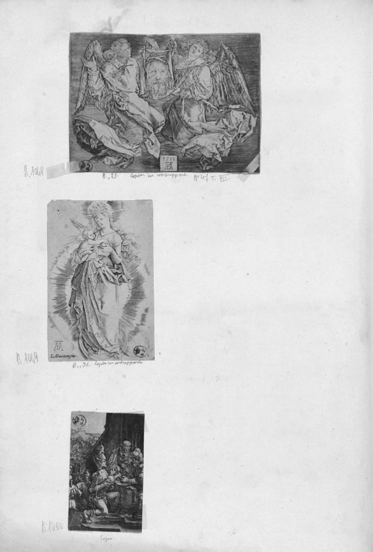 Il Volto Santo, angeli reggono il velo della Veronica (stampa smarginata) di Durer Albrecht - ambito tedesco (prima metà sec. XVI)