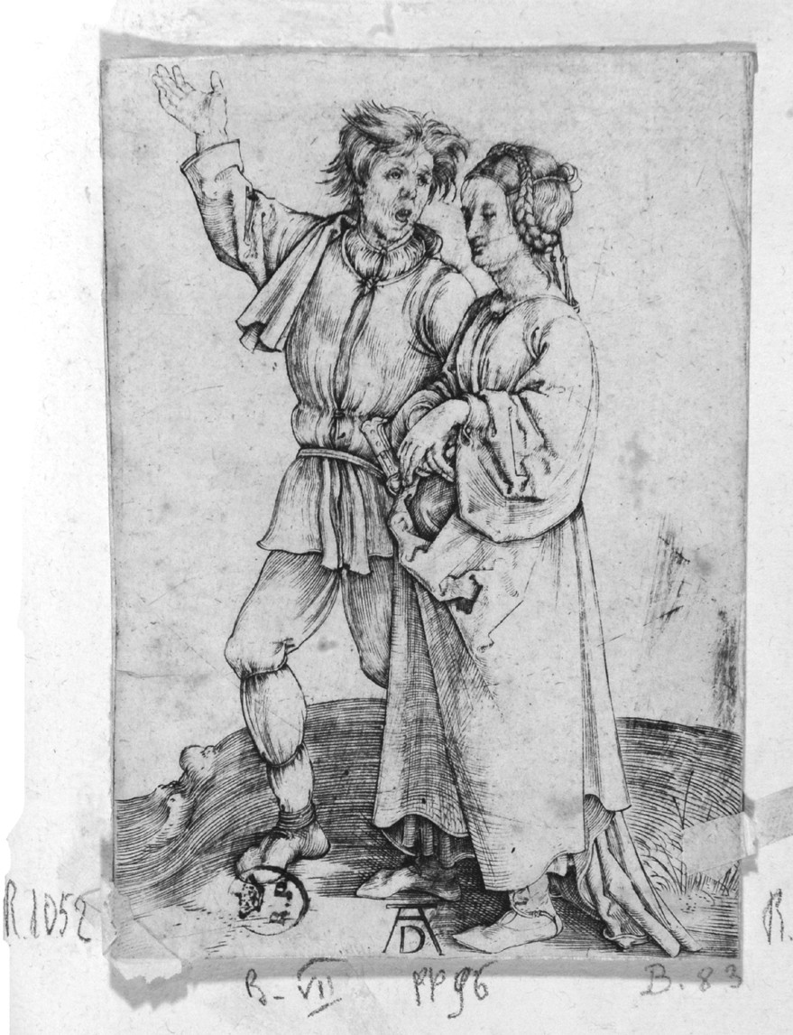 Contadini, contadini (stampa smarginata) di Durer Albrecht - ambito tedesco (prima metà sec. XVI)