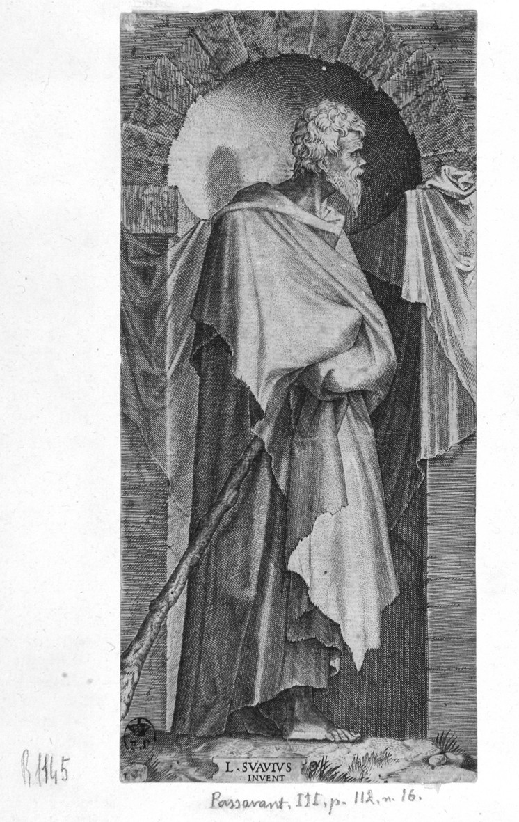 San Taddeo Apostolo, San Taddeo Apostolo (stampa smarginata) di Lombard Lambert - ambito fiammingo (secondo quarto sec. XVI)