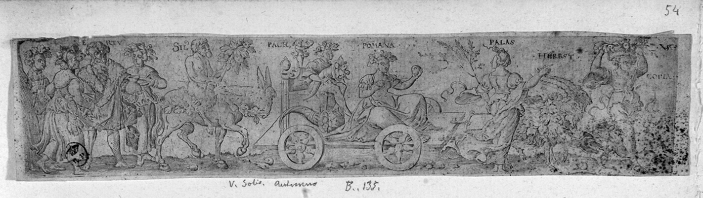Il trionfo dell'autunno, trionfo dell'autunno (stampa smarginata) di Solis Virgil - ambito tedesco (terzo quarto sec. XVI)