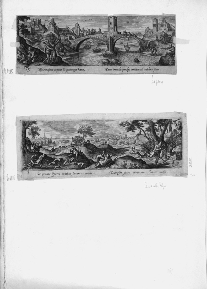 scene di caccia (stampa smarginata, serie) di van de Passe Crispijn - ambito olandese (fine/ inizio secc. XVI/ XVII)
