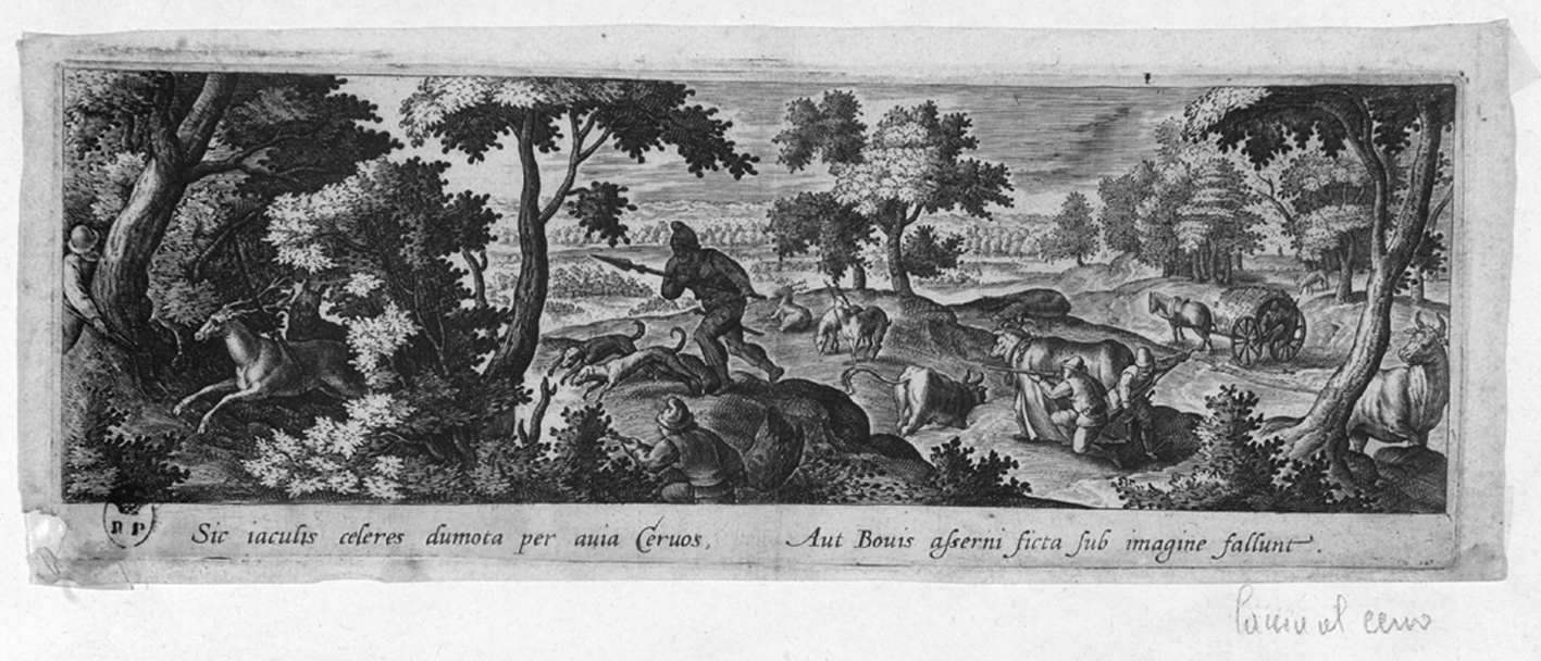 La caccia al cervo, caccia al cervo (stampa) di van de Passe Crispijn - ambito olandese (fine/ inizio secc. XVI/ XVII)