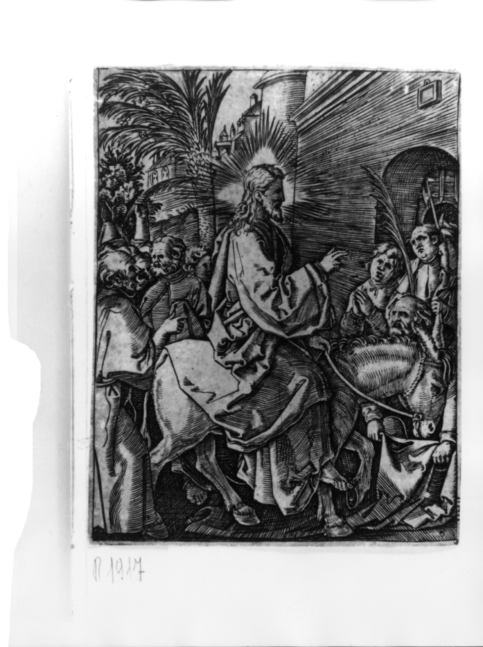 L'entrata di Cristo in Gerusalemme, entrata di Cristo in Gerusalemme (stampa smarginata) di Durer Albrecht, Raimondi Marcantonio - ambito tedesco (prima metà sec. XVI)