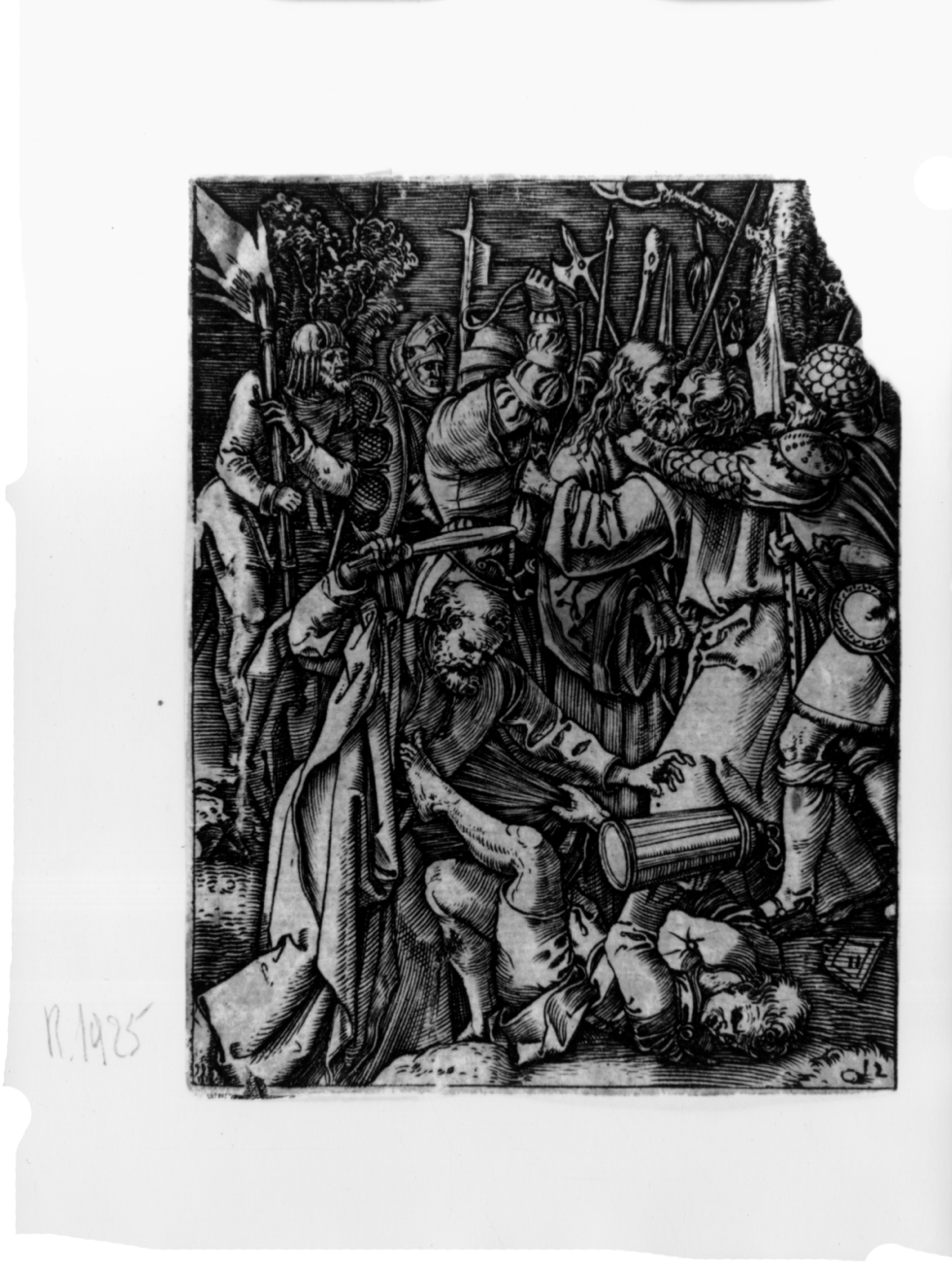 La cattura di Cristo, cattura di Cristo (stampa smarginata) di Durer Albrecht, Raimondi Marcantonio - ambito tedesco (prima metà sec. XVI)