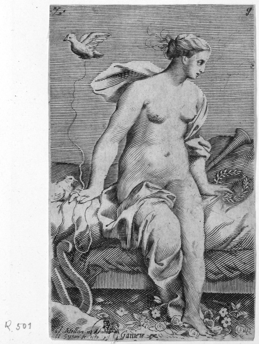 Venere, Venere (stampa tagliata) di Mellan Claude - ambito francese (secondo quarto sec. XVII)
