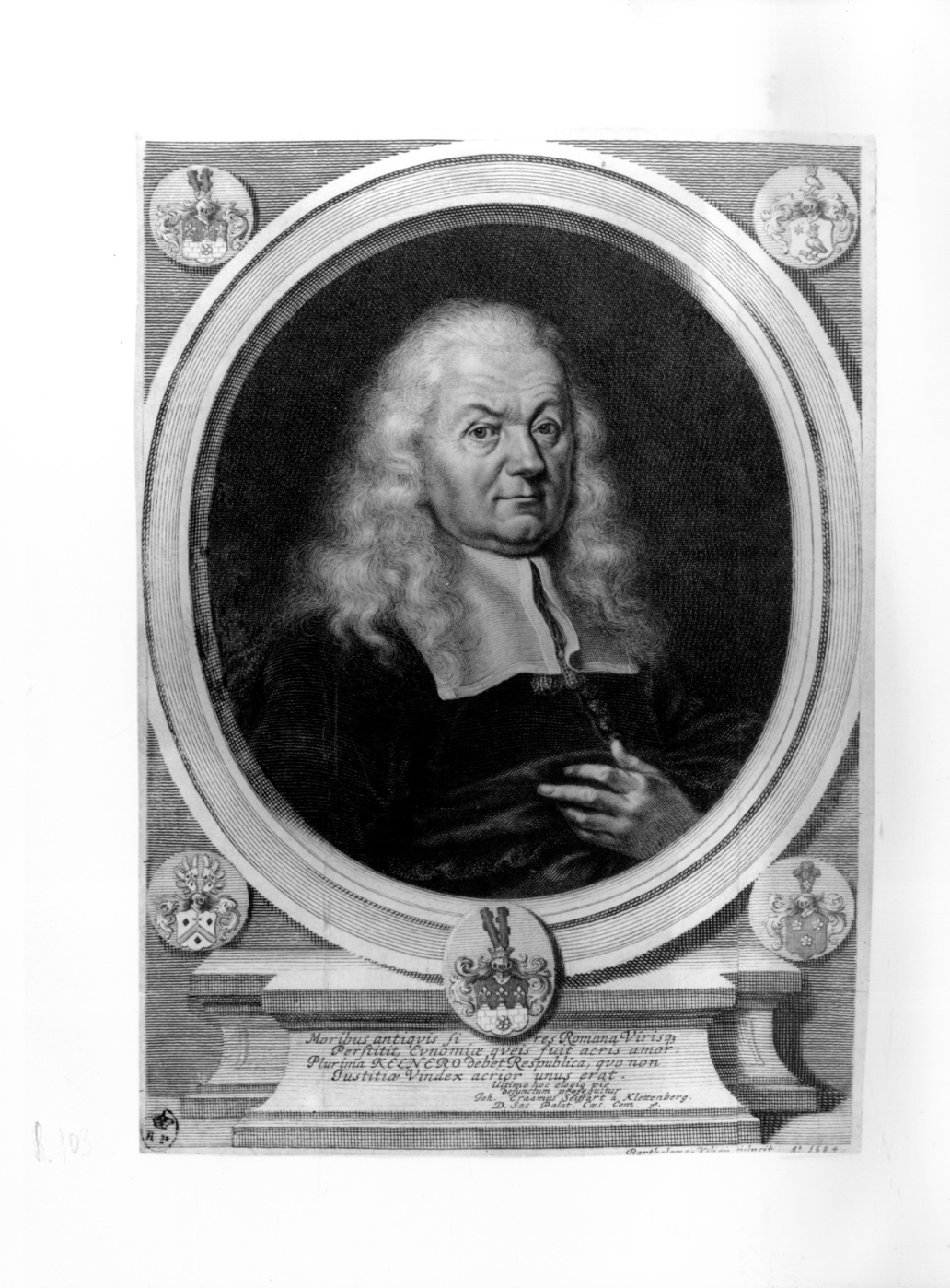 Ritratto di Kelnero, ritratto a mezzo busto di Kelnero (stampa smarginata, elemento d'insieme) di Kilian Bartholomeus (ultimo quarto sec. XVII)