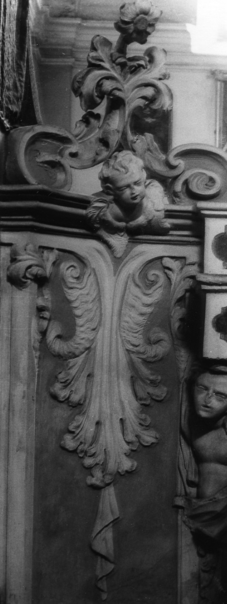 motivi decorativi a girali vegetali con angeli (decorazione plastica, serie) - ambito alessandrino (fine sec. XVII)