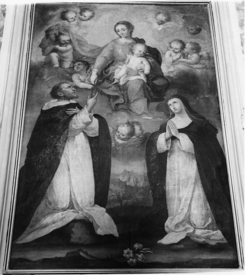 Madonna del Rosario con San Domenico e Santa Caterina da Siena (dipinto, opera isolata) - ambito piemontese (seconda metà sec. XVIII)