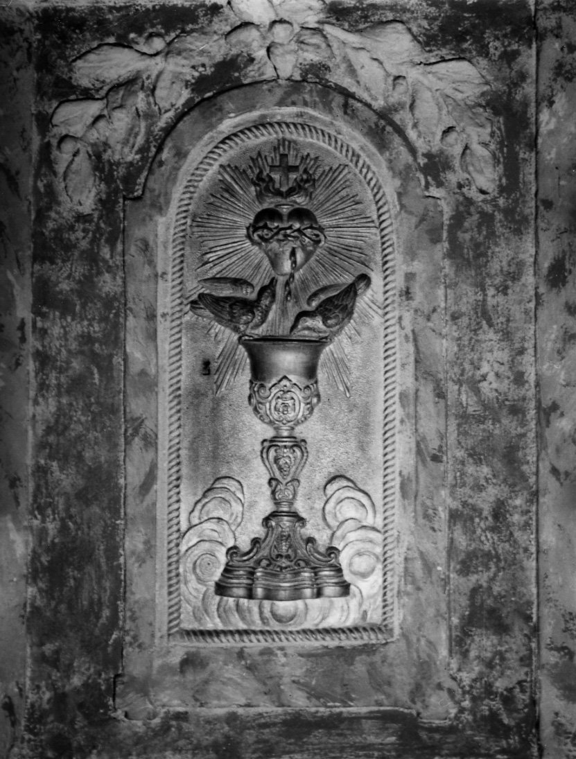 calice eucaristico con croce e colombe (sportello di tabernacolo, opera isolata) - ambito alessandrino (seconda metà sec. XVIII)