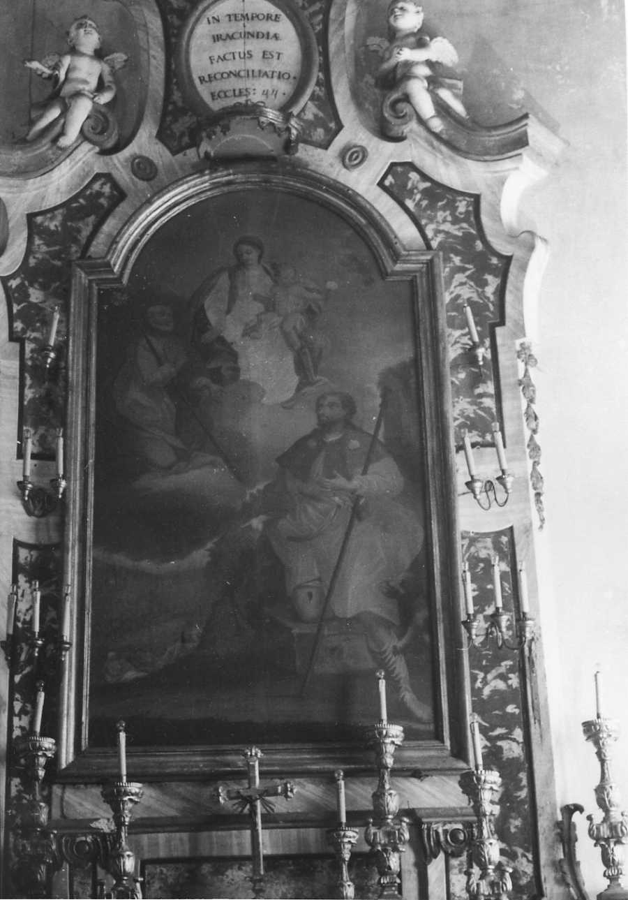apparizione della Sacra Famiglia a San Rocco (dipinto, opera isolata) - ambito piemontese (fine/ inizio secc. XVI/ XVII)