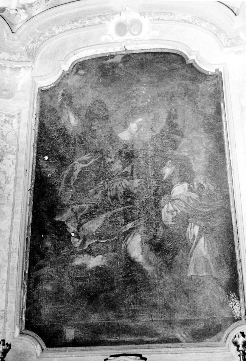 angelo custode con figura maschile (dipinto) - ambito piemontese (sec. XVIII)