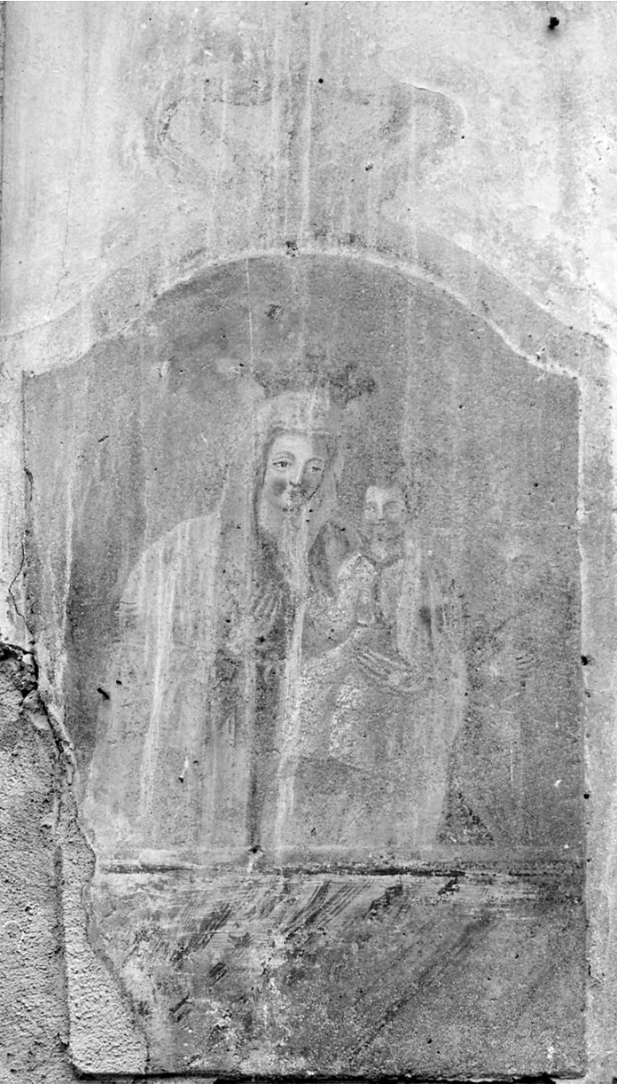 Madonna con Bambino e devoto (dipinto murale, opera isolata) - ambito piemontese (sec. XIX)