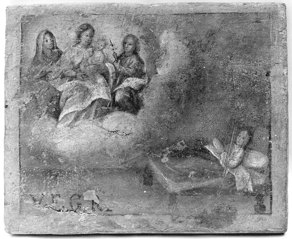 Madonna con Bambino, Sant'Anna e Santa Lucia intercedono per guarigione (dipinto, opera isolata) - ambito della Valsesia (seconda metà sec. XVIII)