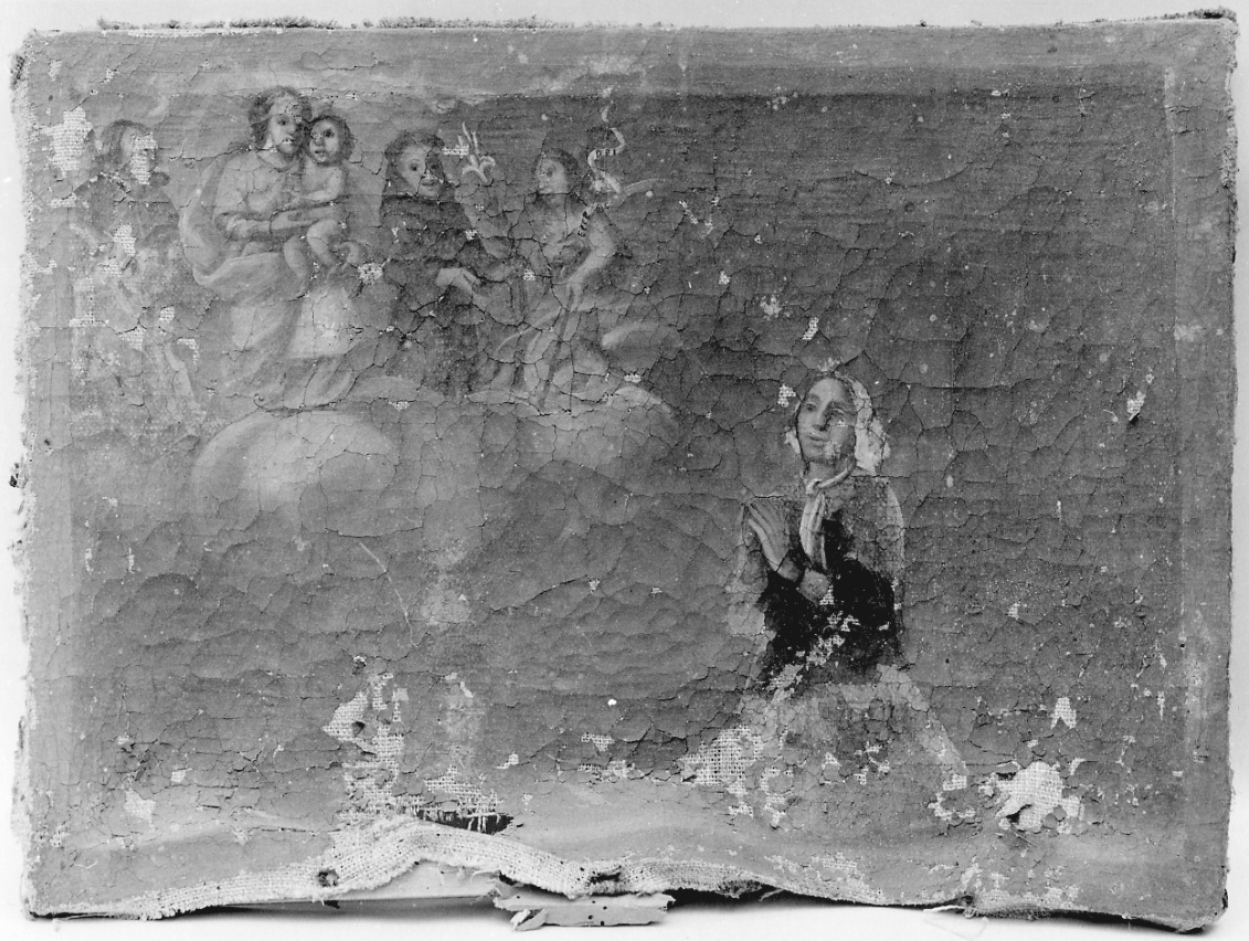 Madonna con Bambino, Sant'Antonio da Padova, San Giovanni Battista e Santo intercedono per devota (dipinto, opera isolata) - ambito della Valsesia (seconda metà sec. XVIII)