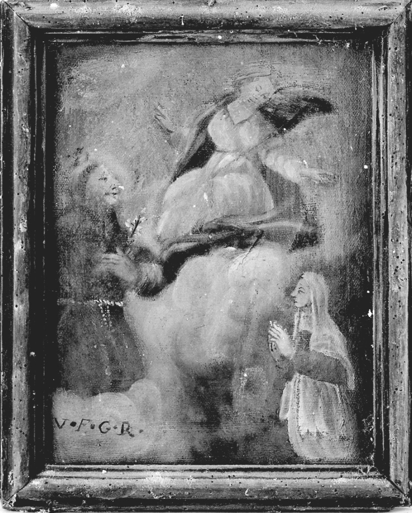 Madonna e Sant'Antonio da Padova intercedono per devota (dipinto, opera isolata) - ambito della Valsesia (sec. XVIII)