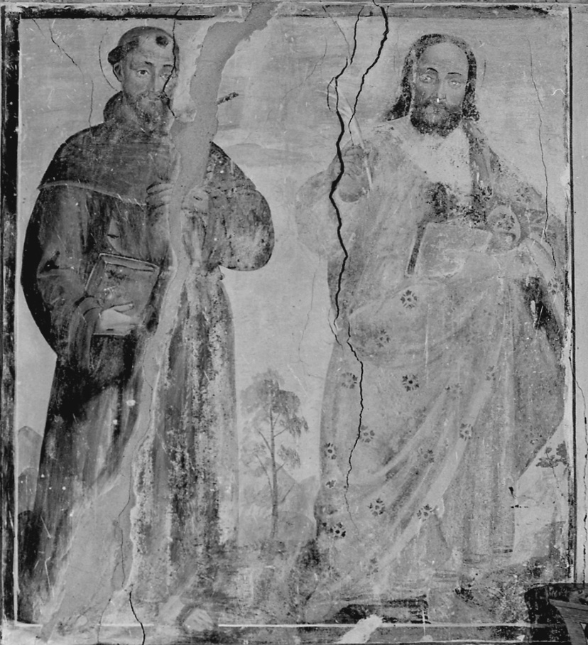San Francesco d'Assisi e San Marco (dipinto murale, opera isolata) - ambito della Valsesia (fine/ inizio secc. XVI/ XVII)