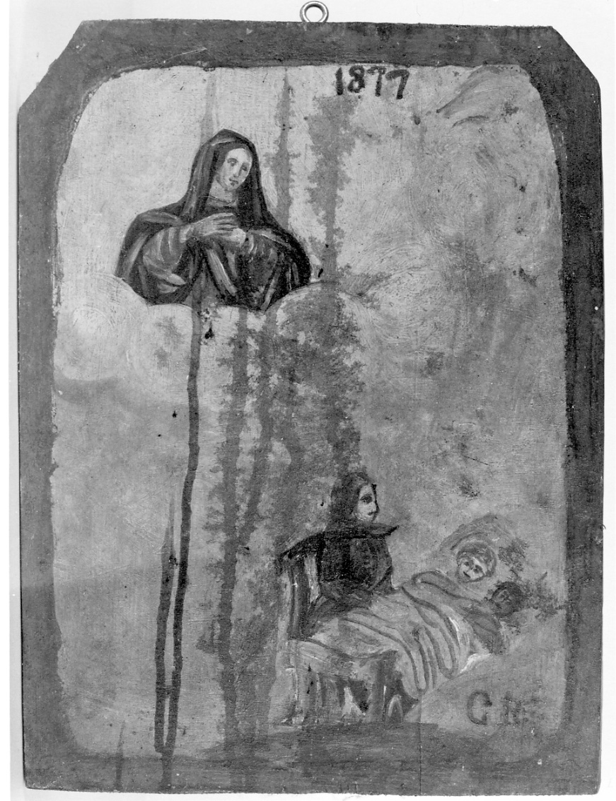 Madonna intercede per una guarigione (dipinto, opera isolata) - ambito della Valsessera (seconda metà sec. XIX)