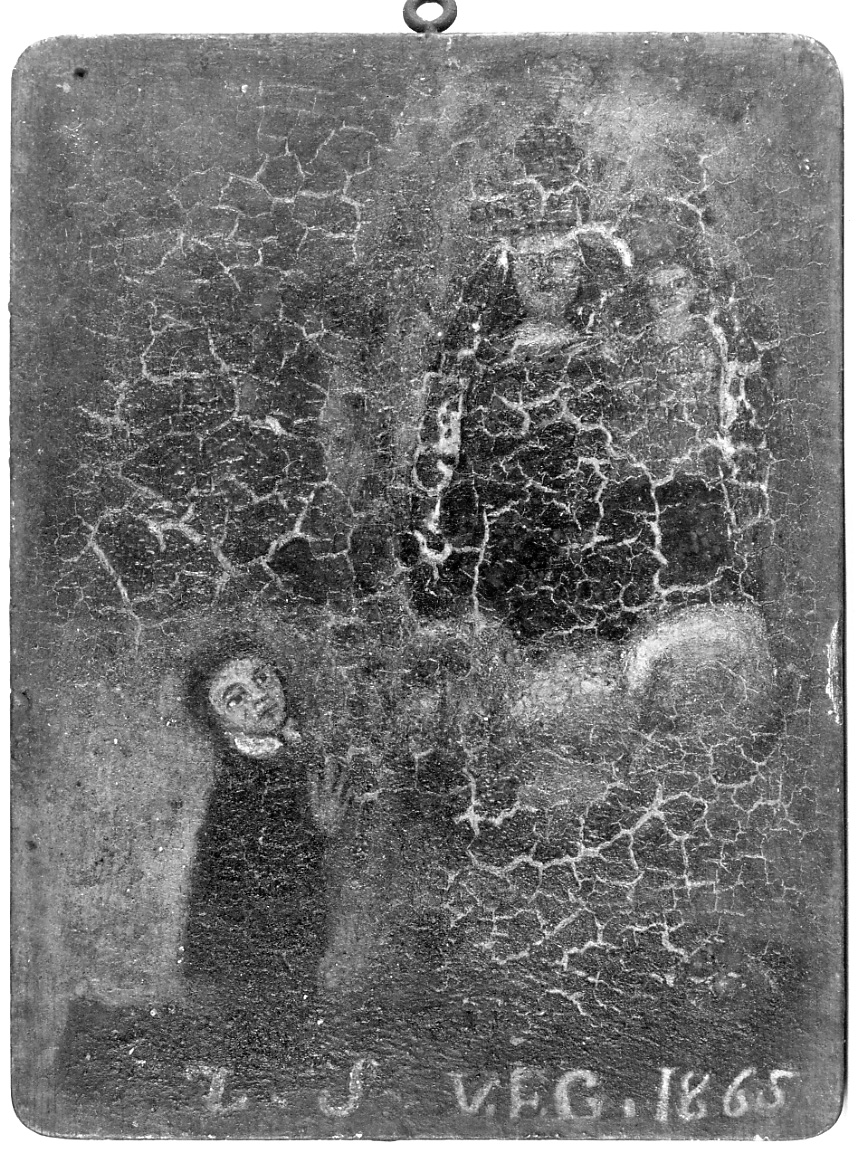 Madonna con Bambino intercede per devoto (dipinto, opera isolata) - ambito della Valsessera (seconda metà sec. XIX)