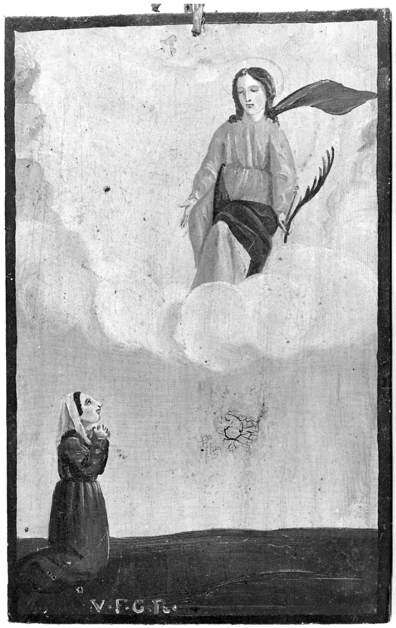 Santa Lucia intercede per devota (dipinto, opera isolata) - ambito della Valsessera (terzo quarto sec. XIX)