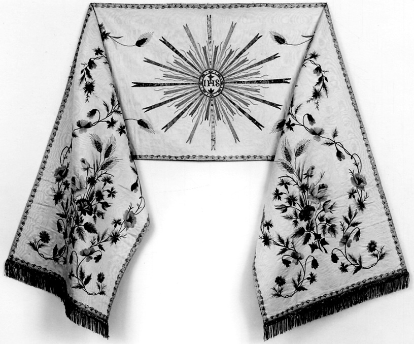 monogramma cristologico (velo omerale, opera isolata) - manifattura italiana (prima metà sec. XX)