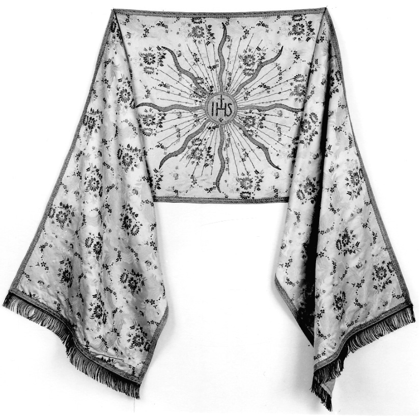 monogramma cristologico (velo omerale, elemento d'insieme) - manifattura italiana (seconda metà sec. XIX)